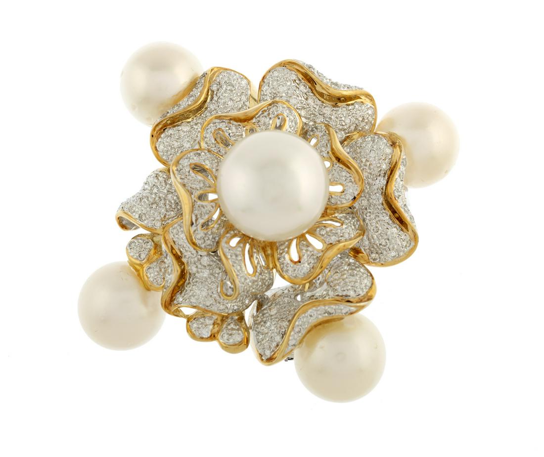 South Sea Pearl and Diamond Brooch/Pendant (1 of 1)