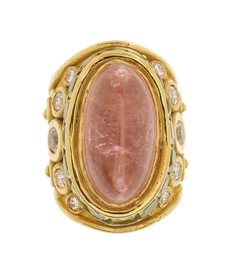 Tourmaline, Peridot and Diamond Ring (1 of 2)