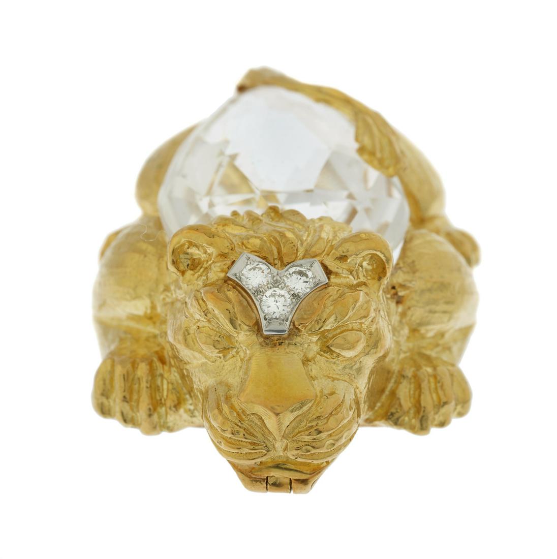 David Webb Rock Crystal "Lion" Brooch/Pendant (1 of 3)