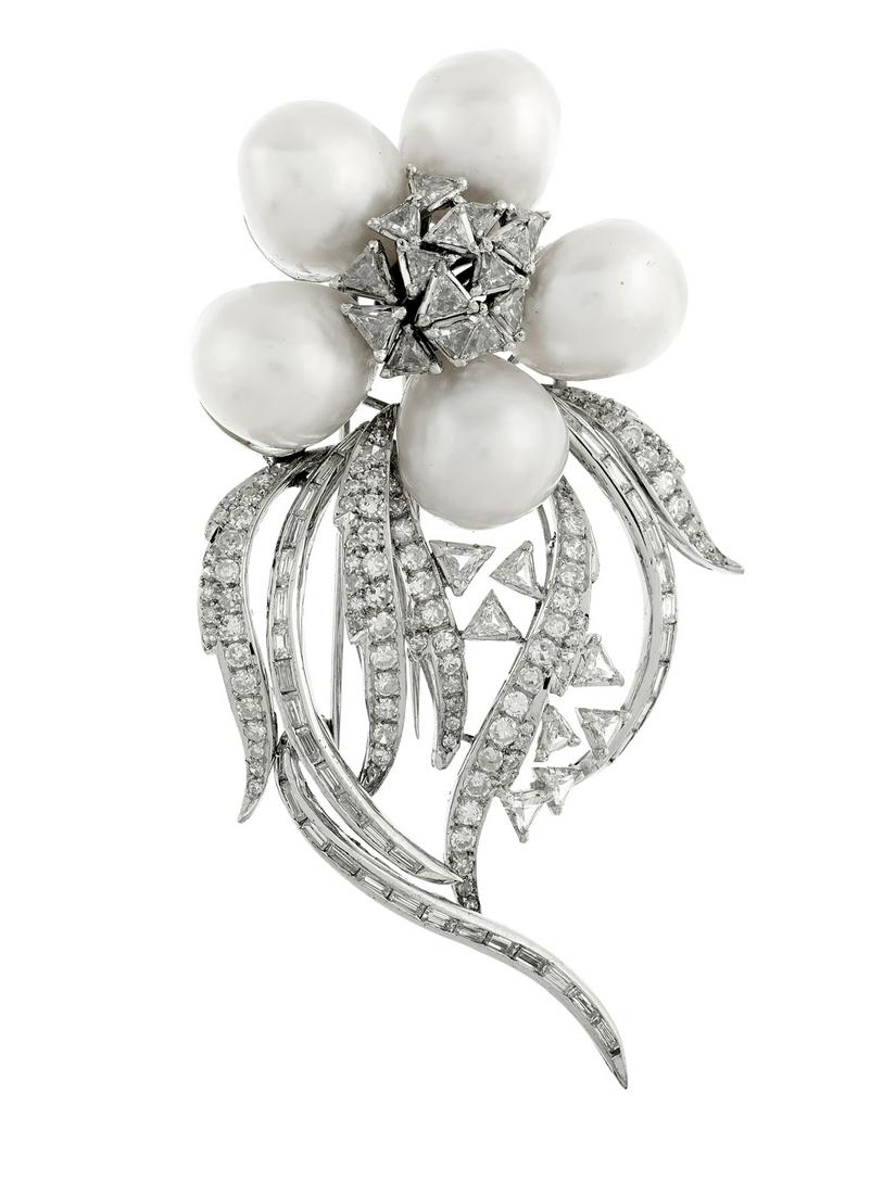 South Sea Baroque Pearl and Diamond Brooch (1 of 1)