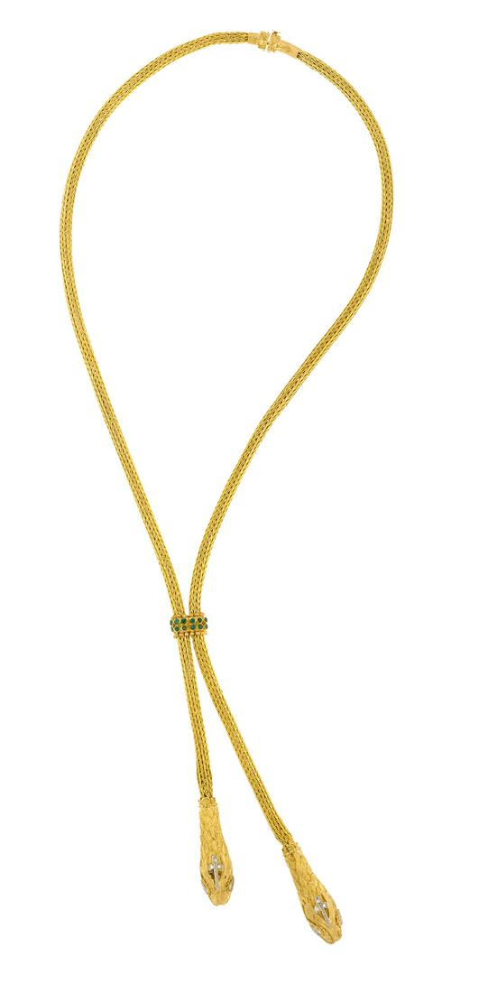 Lalaounis Diamond and Emerald "Snake" Necklace (1 of 2)