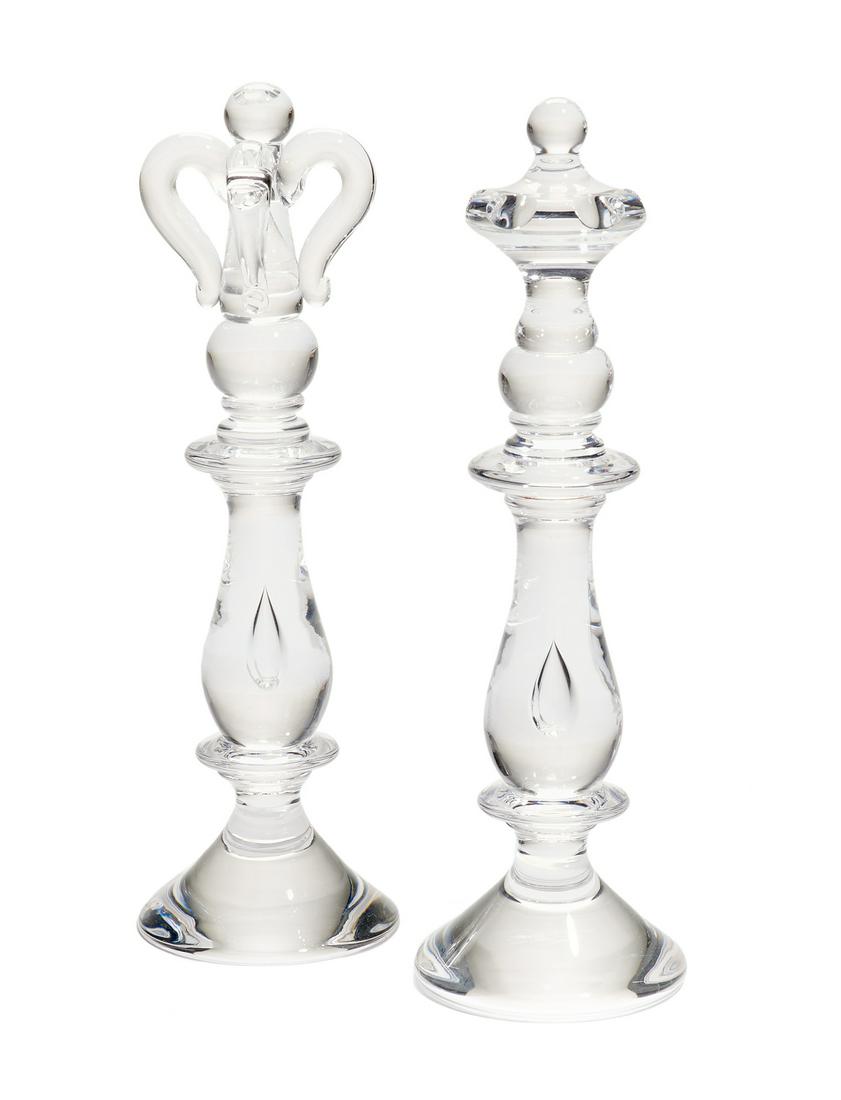 Steuben Crystal King and Queen Chess Pieces (1 of 1)