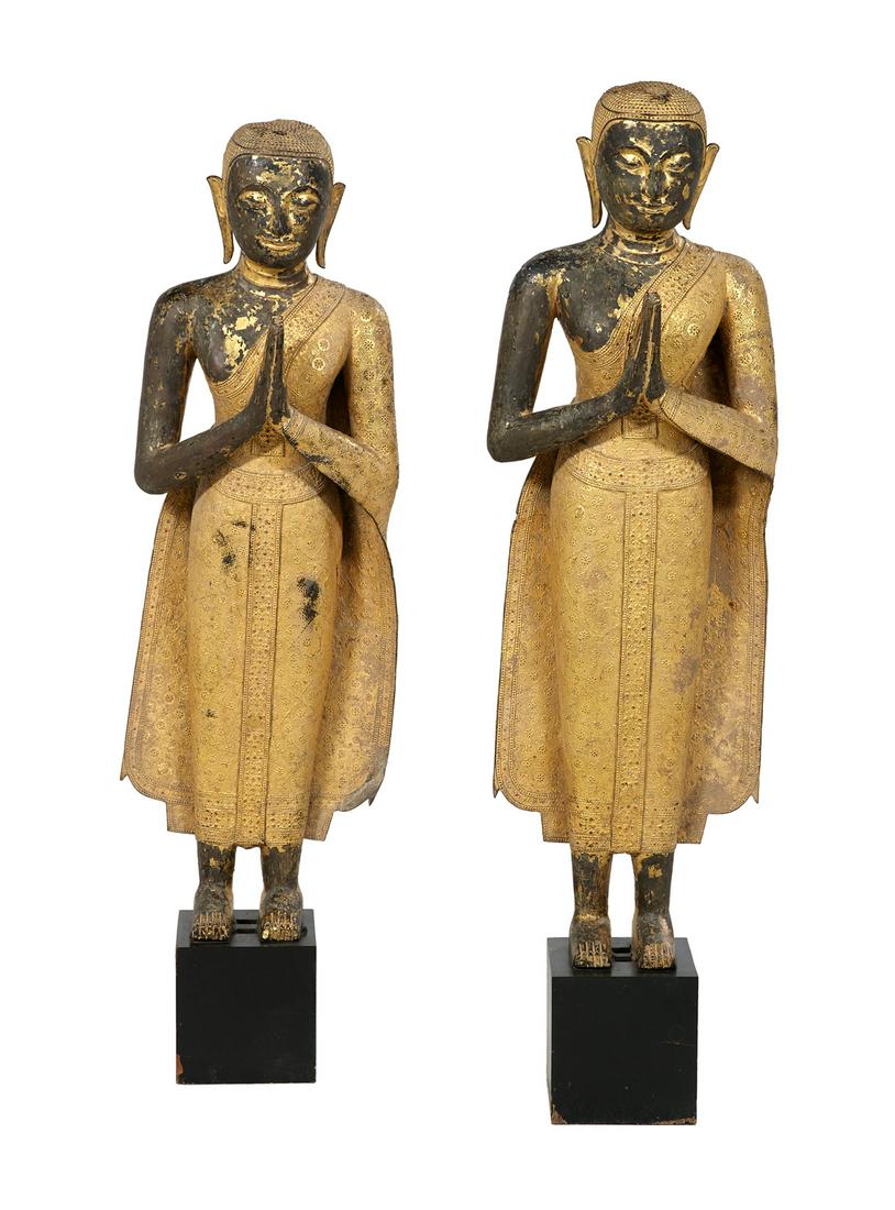 Tall Pair of Gilt-Bronze Asian Figures (1 of 2)