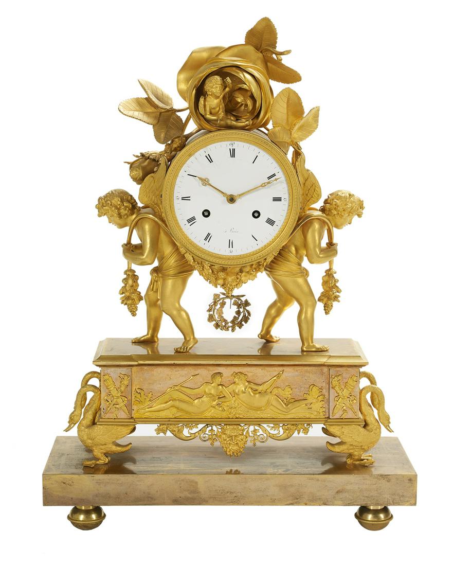 Exceptional French Empire Gilt-Bronze Clock (1 of 2)