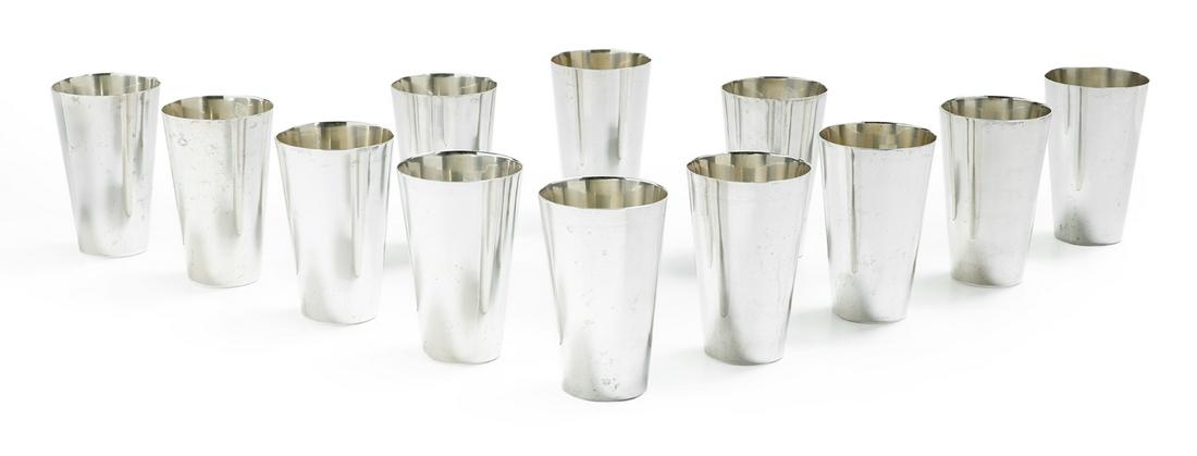 Set of Twelve Mexican Sterling Silver Beakers (1 of 1)