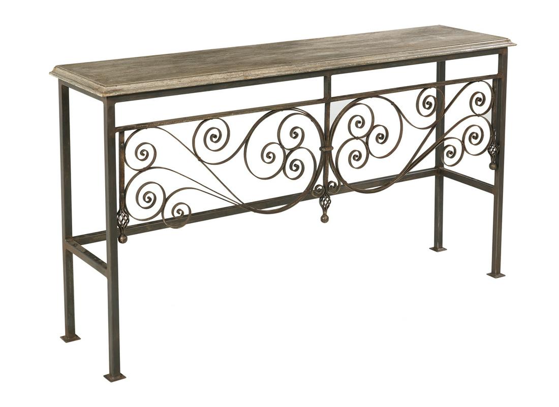 Wrought Iron and Oak Console Table (1 of 1)