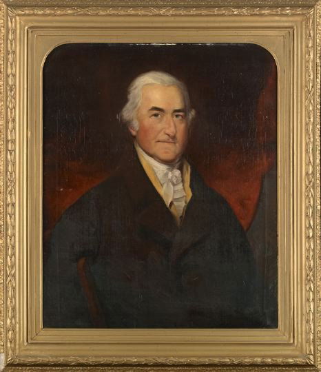 British School (19th Century): British School (19th Century), pair of half-portraits depicting a husband and his wife, oils on canvas, unsigned, 30-1/4" x 25". Presented in matching period giltwood frames.