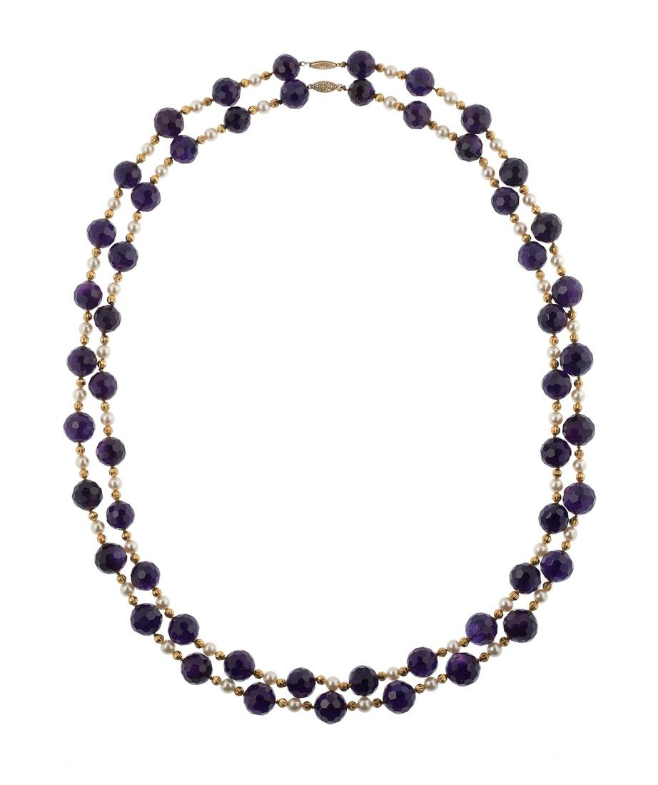 Two Amethyst and Pearl Necklaces (1 of 1)