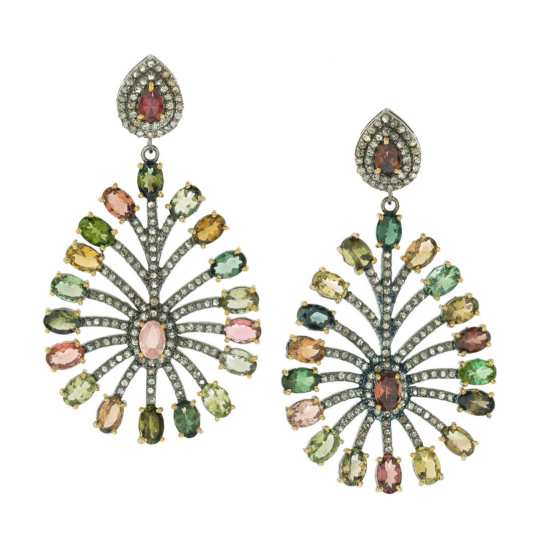 Pair of Tourmaline and Diamond Earrings (1 of 1)
