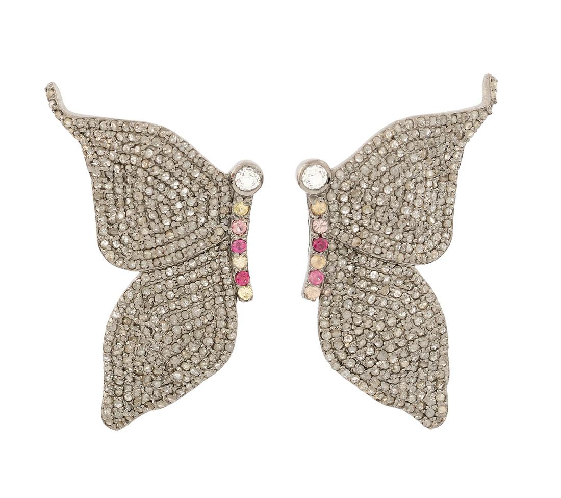 Pair of Diamond and Topaz "Butterfly" Earrings (1 of 1)