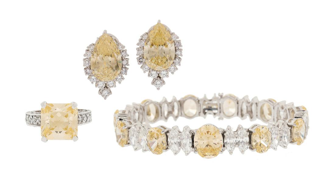 Faux Yellow and White Diamond Jewelry Suite (1 of 4)