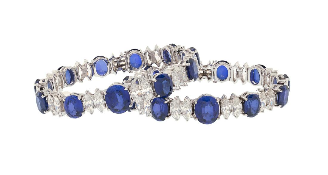 Two Faux Diamond and Faux Sapphire Bracelets (1 of 2)