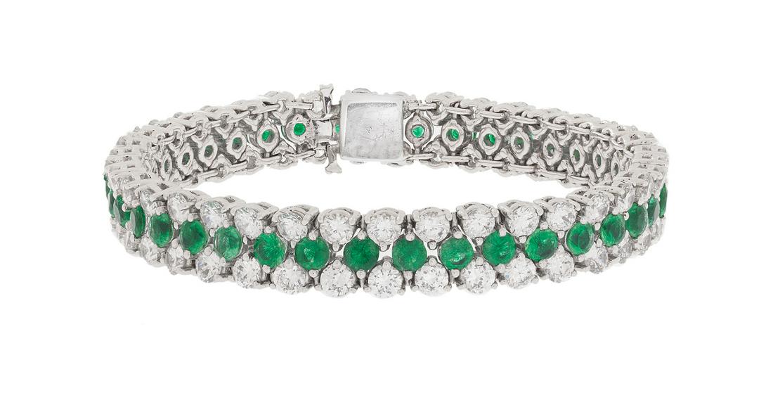 Faux Emerald and Diamond Bracelet (1 of 2)
