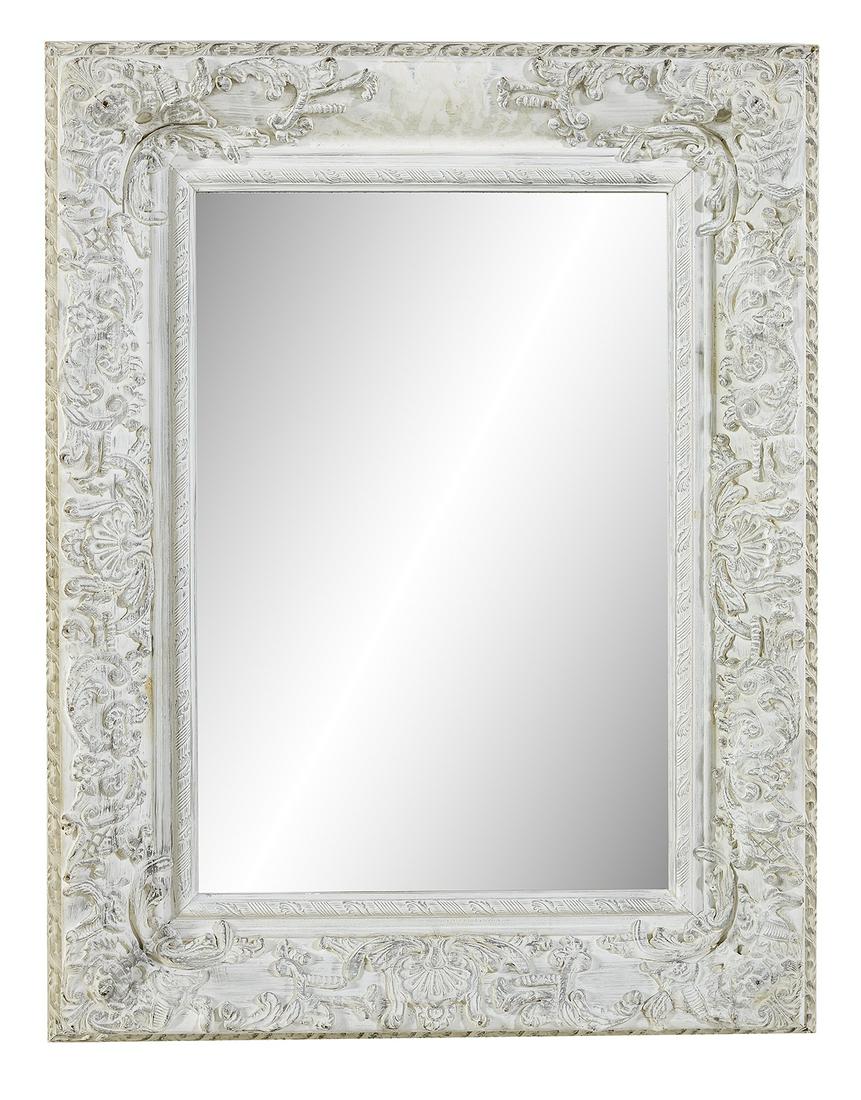 Carved and Painted Mirror in the Rococo Taste: Carved and Painted Mirror in the Rococo Taste 20th century, decorated with carved scrolls and flowerheads. h. 50", w. 37-3/4"