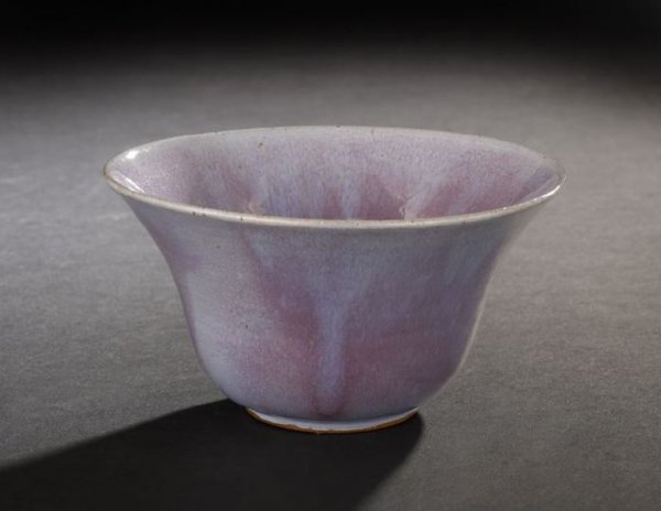 Shearwater Pottery Shaded Lavender-Glazed Bowl: Good Shearwater Pottery Shaded Lavender-Glazed Bowl, ca. 1935, by Peter Anderson (1901-1984), the base with a charcoal stenciled Shearwater mark, accompanied by a Shearwater Pottery Certificate of Aut