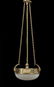 815: French Art Deco Brass and Satine Glass Chandelier