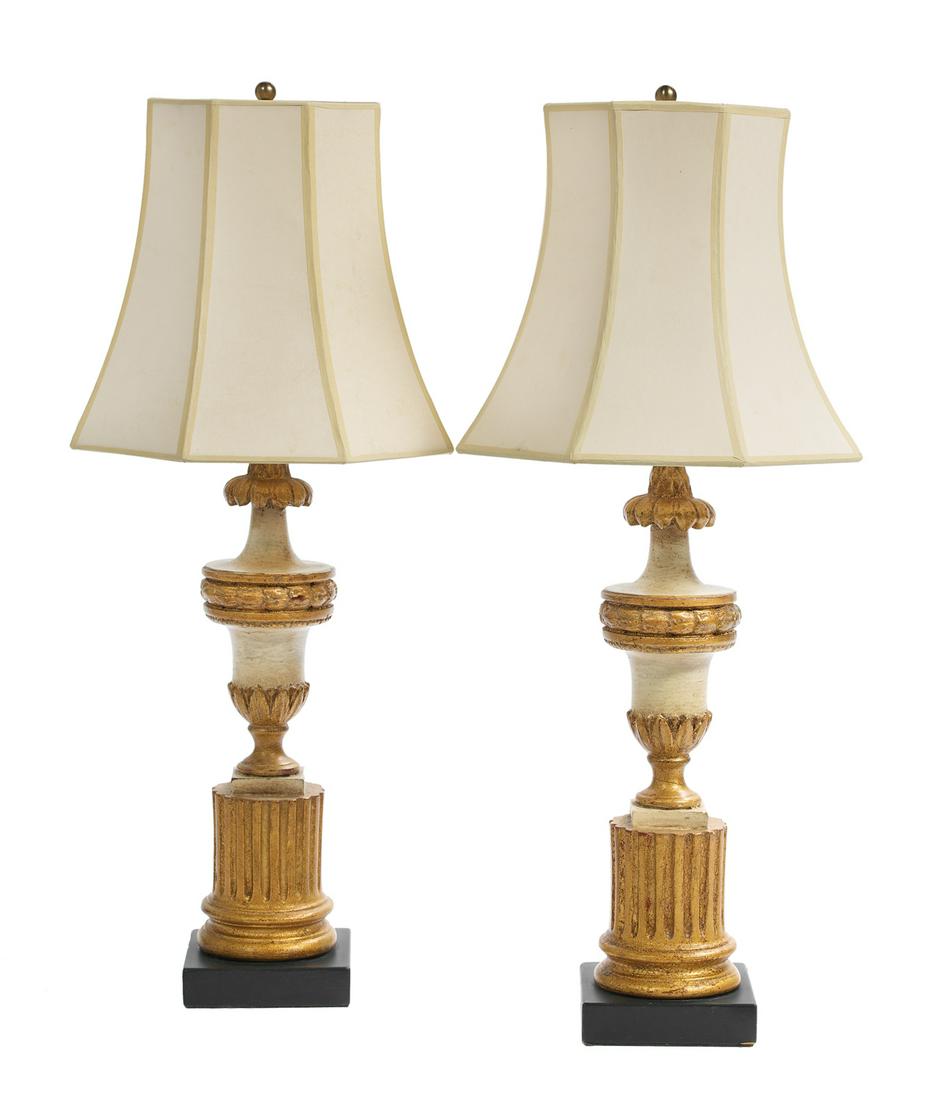 Pair of Diminutive Parcel-Giltwood Lamps (1 of 1)