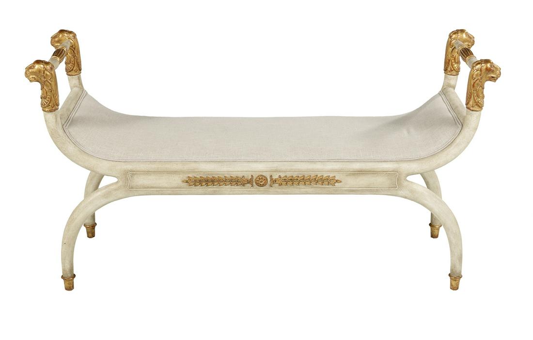 Neoclassical-Style Parcel-Gilt Window Seat (1 of 2)