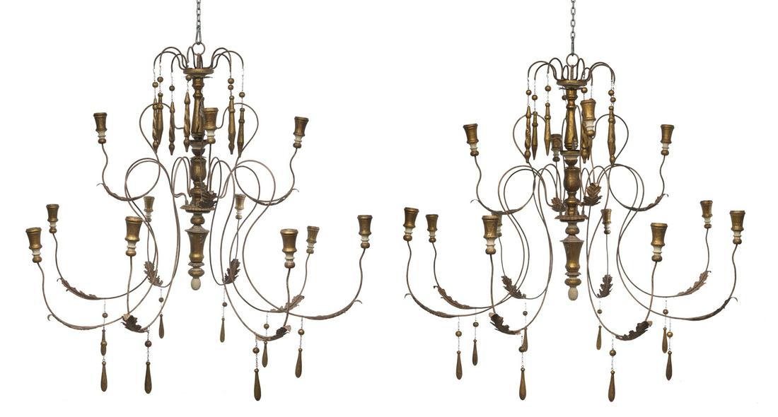 Pair of Giltwood and Metal Chandeliers (1 of 3)