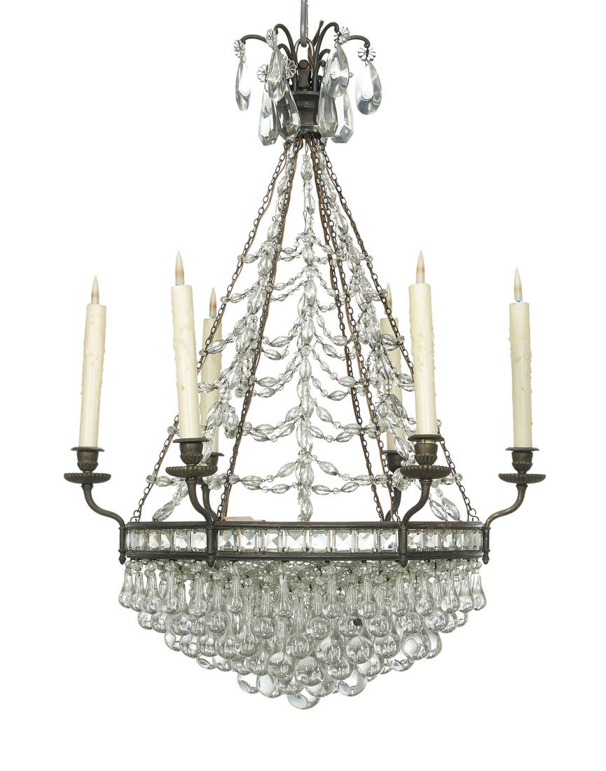 French Patinated Bronze and Glass Chandelier (1 of 1)