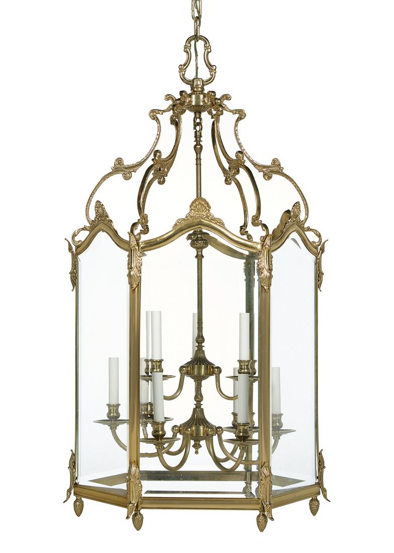 Rococo-Style Brass and Beveled Glass Lantern (1 of 1)