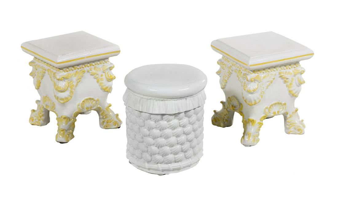 Collection of Three Glazed Terracotta Tabourets (1 of 1)