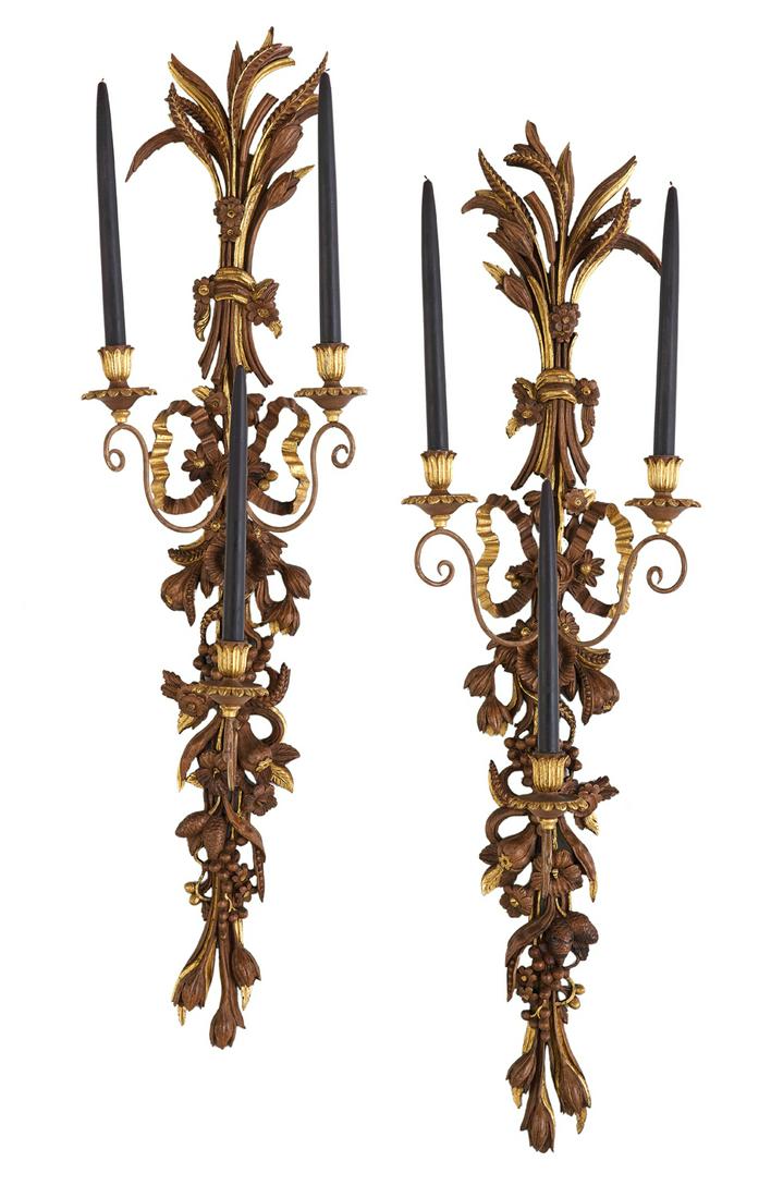 Pair of Well-Carved Parcel-Gilt Pine Appliques (1 of 3)