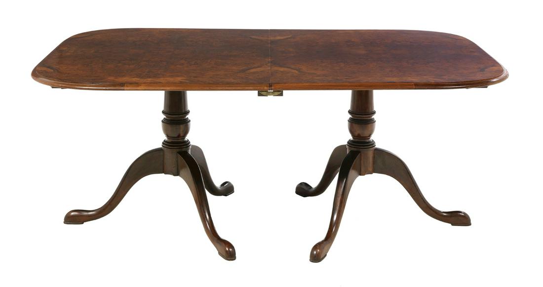 George III-Style Mahogany and Walnut Dining Table (1 of 3)