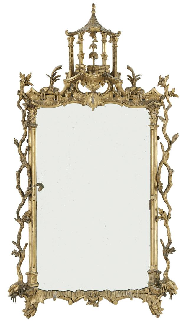 Chinese Chippendale-Style Giltwood Mirror (1 of 2)