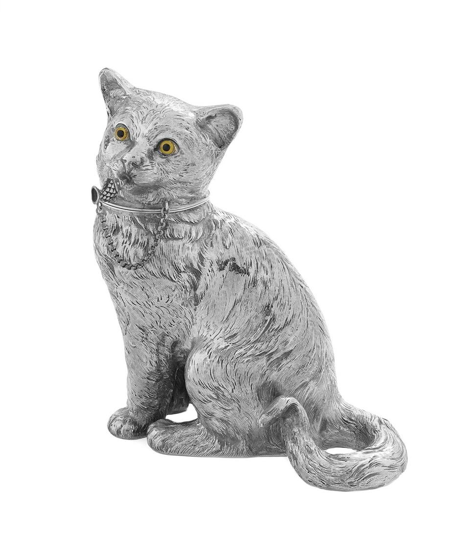 German Novelty "Cat" Silver Cocktail Shaker (1 of 2)