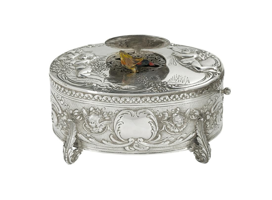 German Sterling Silver Automaton Singing Bird Box (1 of 1)