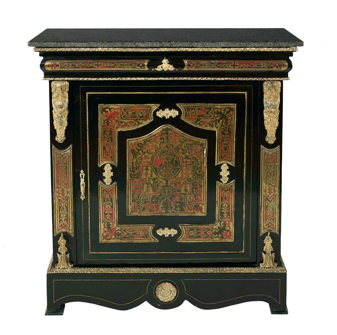 Napoleon III Boulle Granite-Top Parlor Cabinet (1 of 2)