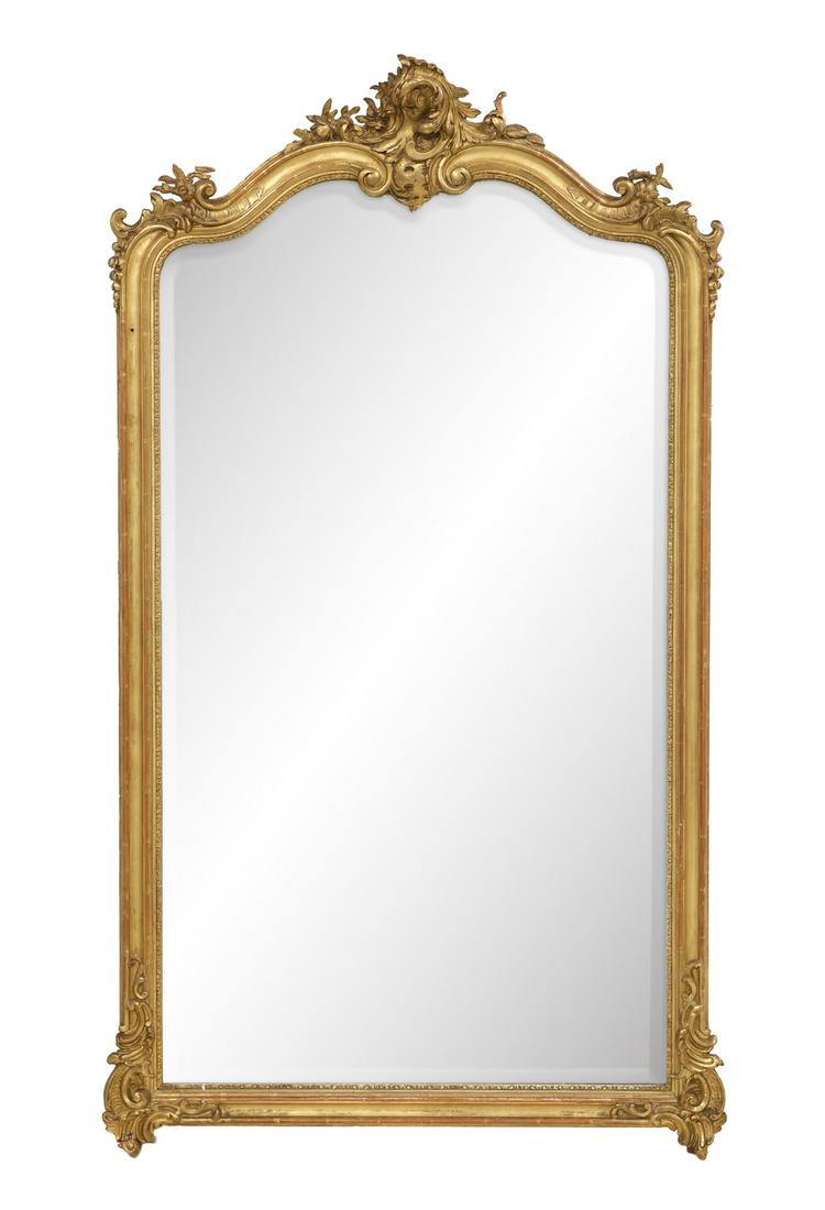 French Rococo-Style Giltwood Mirror (1 of 2)