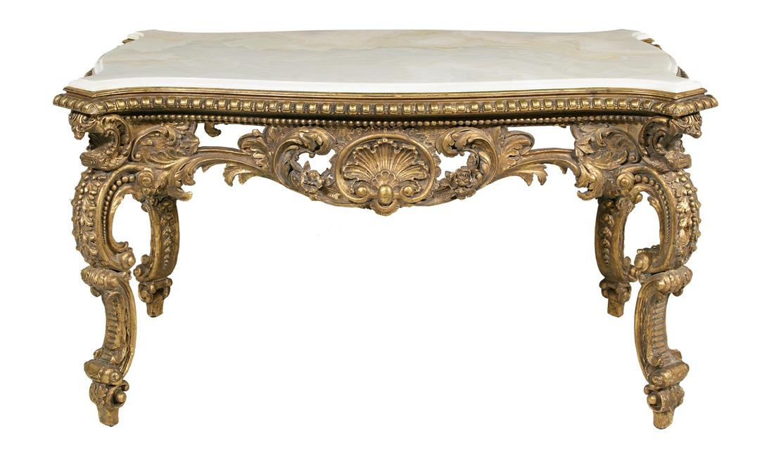 Large Giltwood and Onyx-Top Center Table (1 of 5)