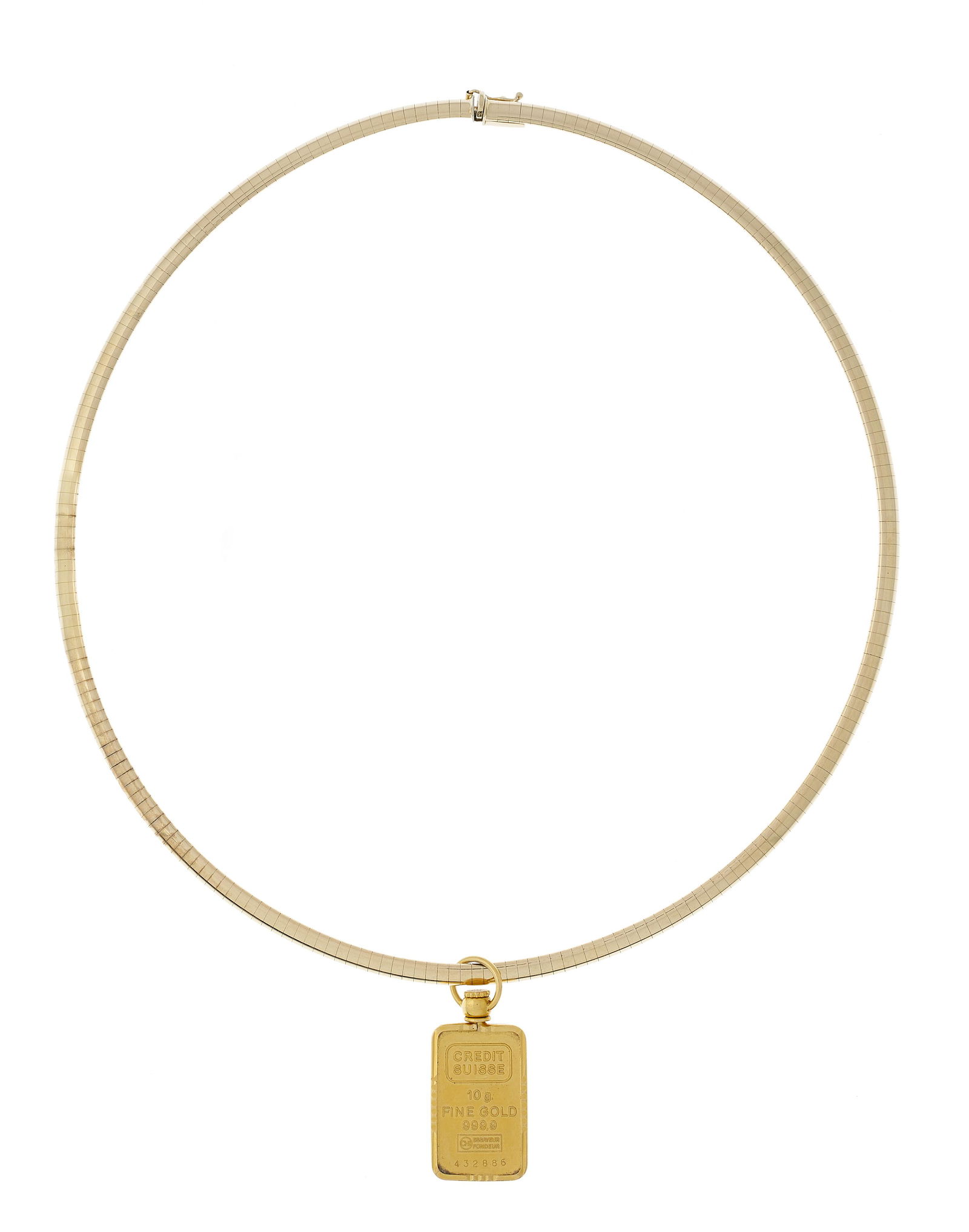 Credit Suisse Ingot Pendant on Omega Necklace (1 of 1)
