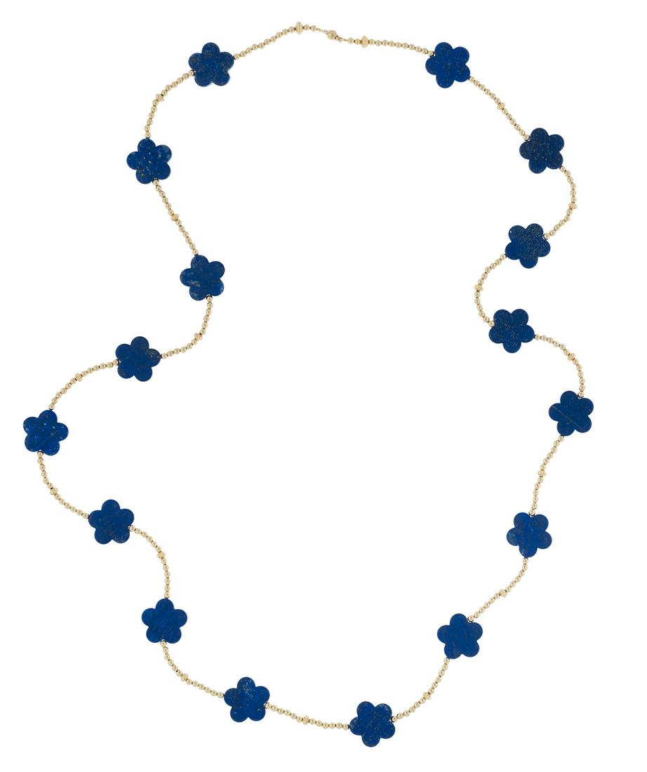 Long Lapis Lazuli "Flower" Necklace (1 of 1)