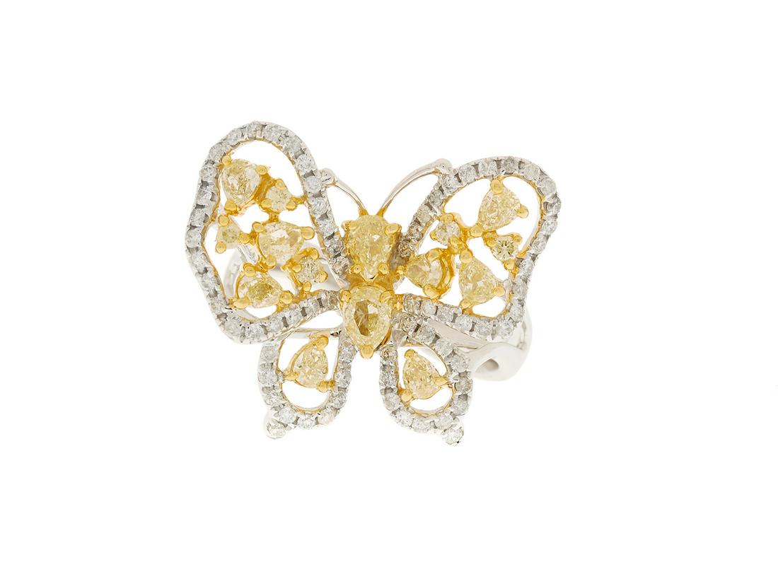 Yellow and White Diamond "Butterfly" Ring (1 of 1)