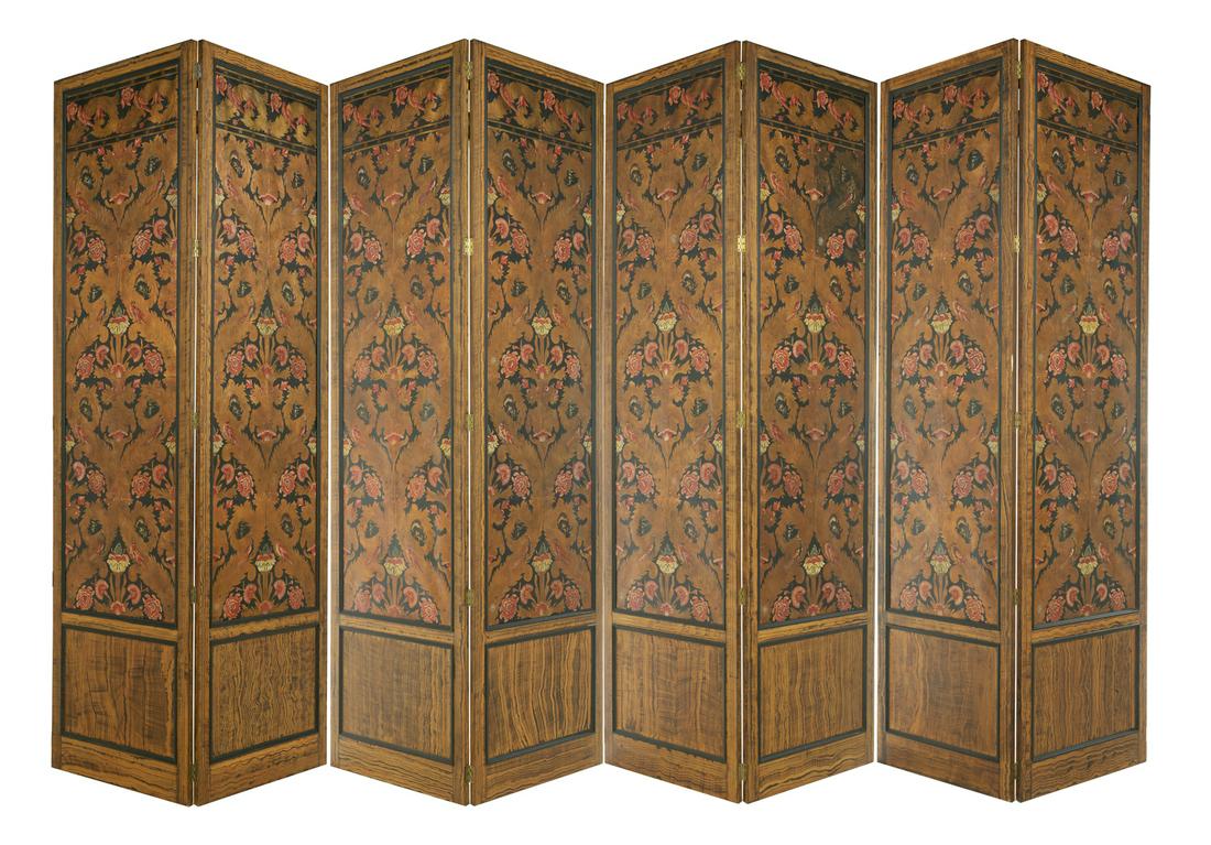 Eight Monumental Faux Bois and Leather Panels (1 of 1)