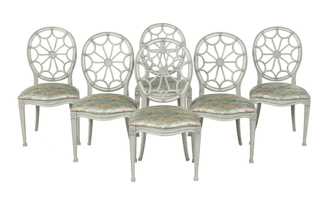 Six George III-Style Gray-Painted Dining Chairs (1 of 3)