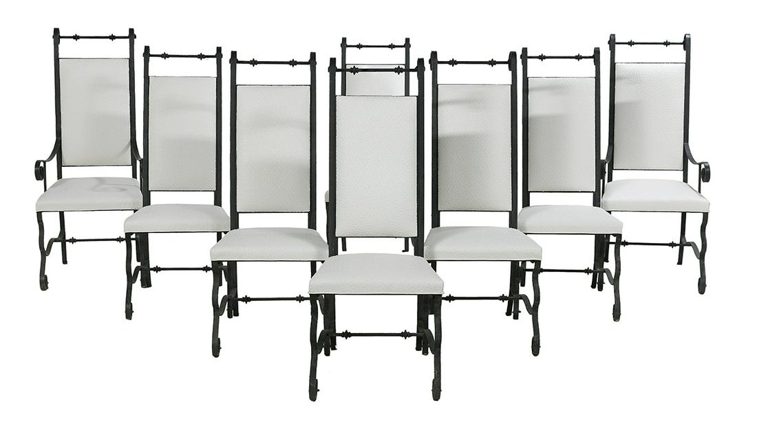 Suite of Eight Wrought Iron Dining Chairs (1 of 3)