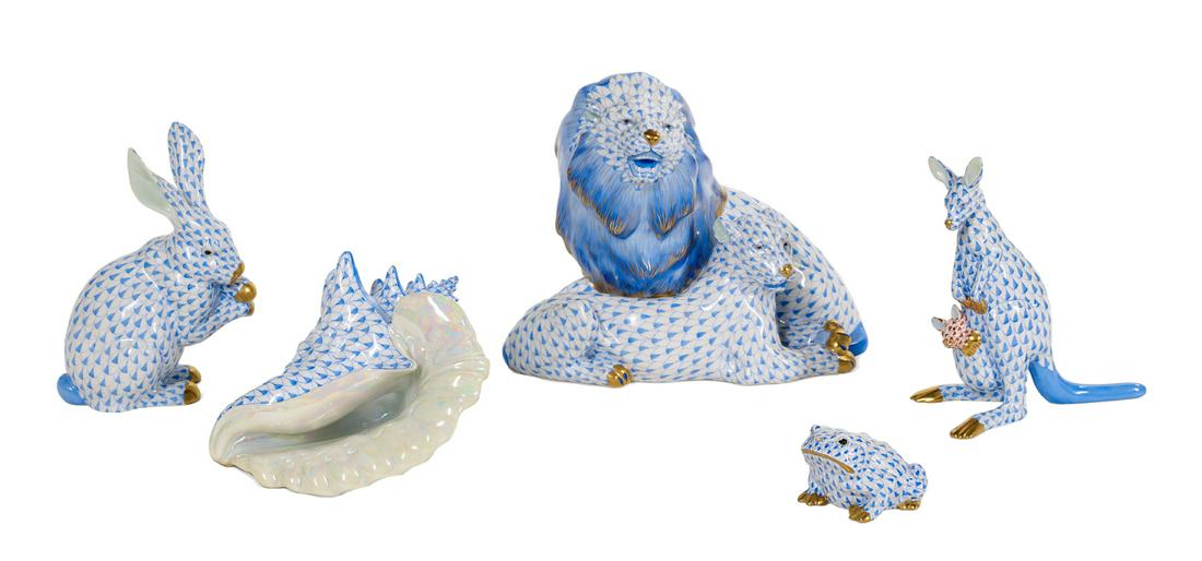 Five Herend Porcelain Animal Figures (1 of 2)