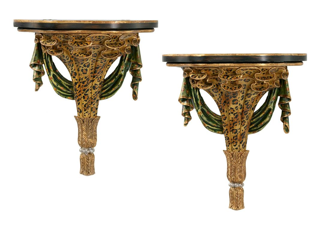 Pair of Composition Faux Leopard-Skin Brackets (1 of 3)