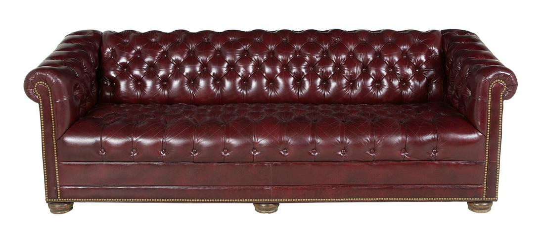 Edwardian-Style Oxblood Leather Sofa (1 of 3)