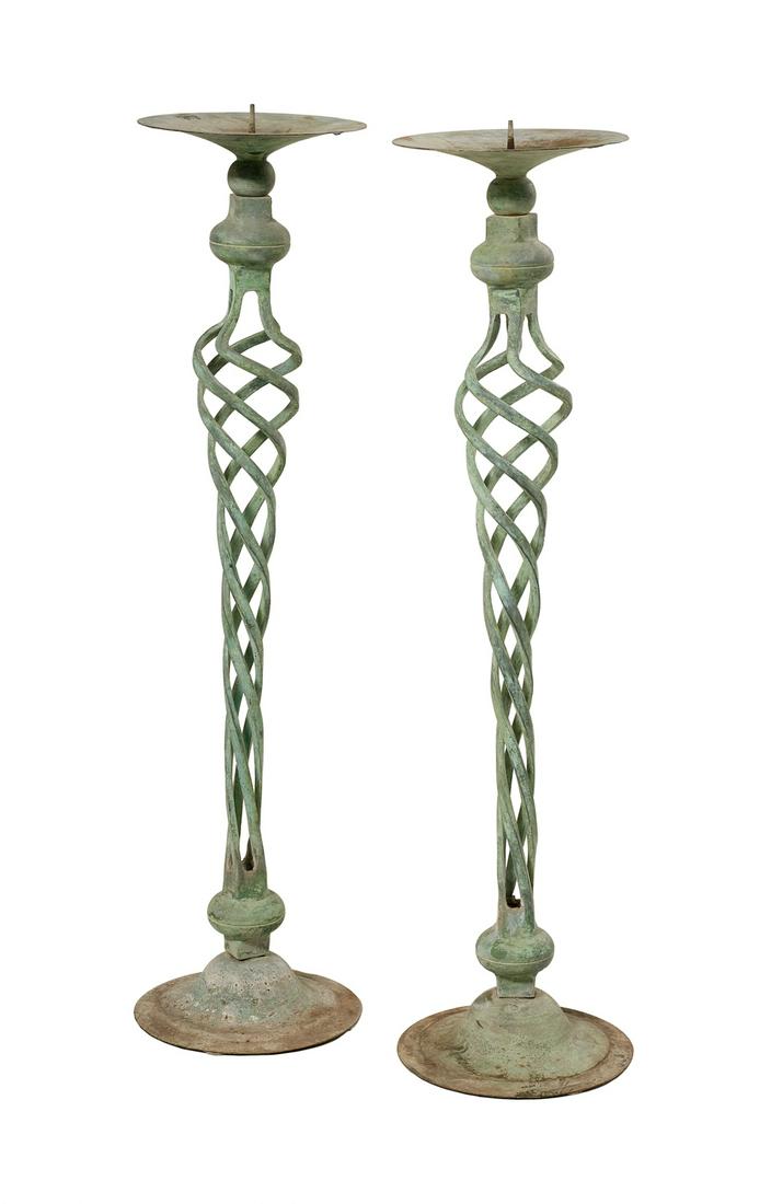 Pair of Bronze Pricket Torcheres (1 of 1)