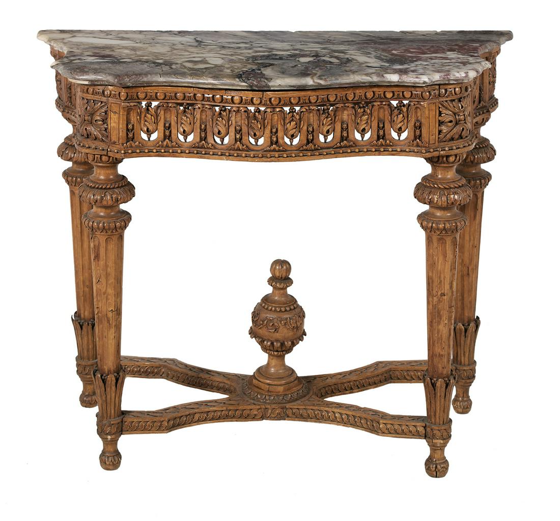 Louis XVI Fruitwood and Marble-Top Console Table (1 of 2)