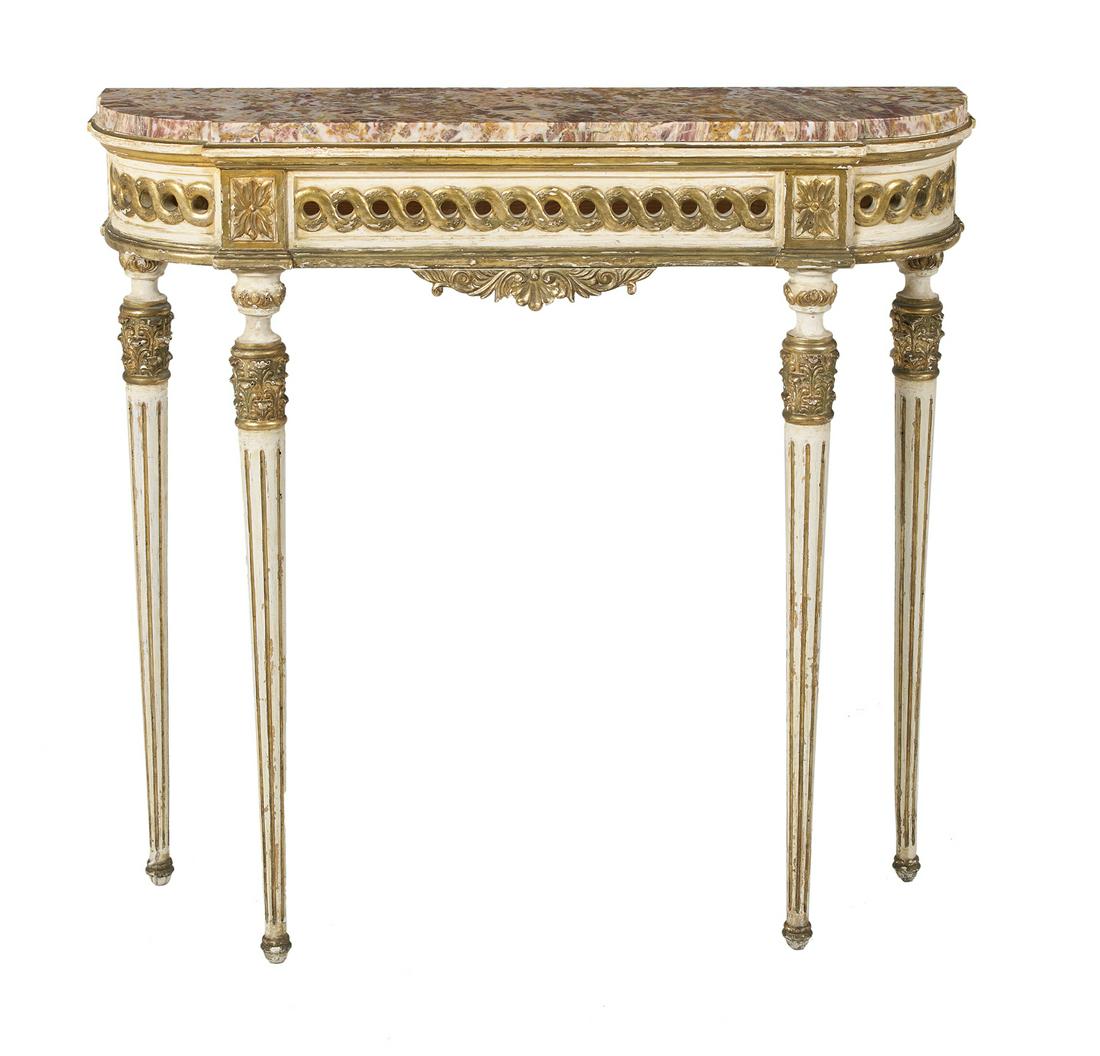 Louis XVI-Style Marble-Top Side Table (1 of 2)