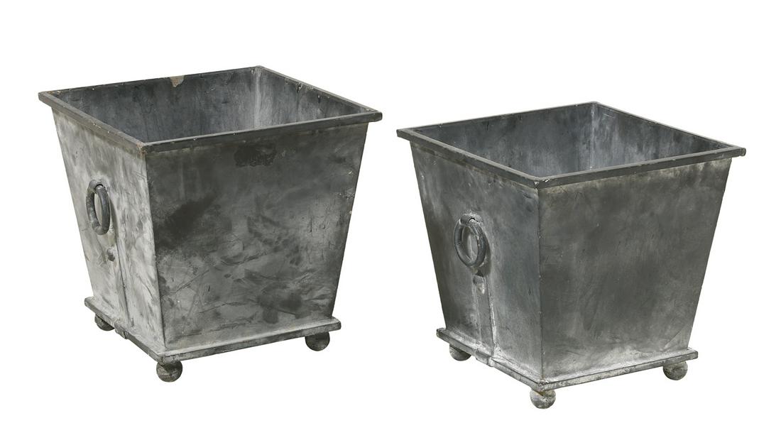 Pair of Asian-Inspired Zinc Jardinieres (1 of 1)