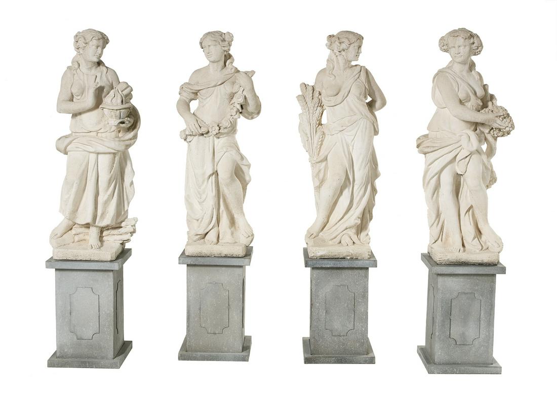 Molded Stone Garden Figures of the Four Seasons (1 of 2)