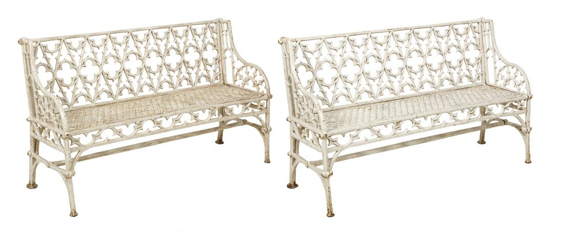 Pair of Gothic Revival Cast Iron Benches (1 of 3)