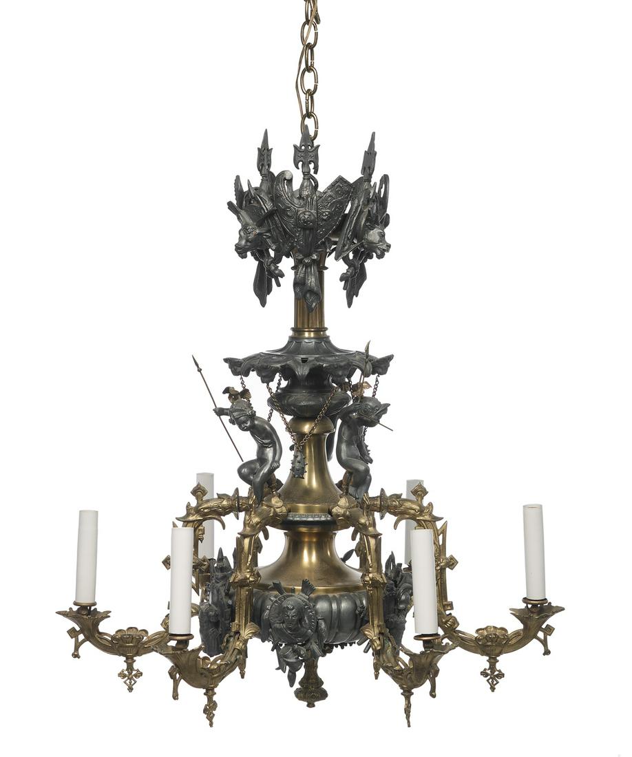 American Brass & Spelter Rococo Revival Gasolier (1 of 1)